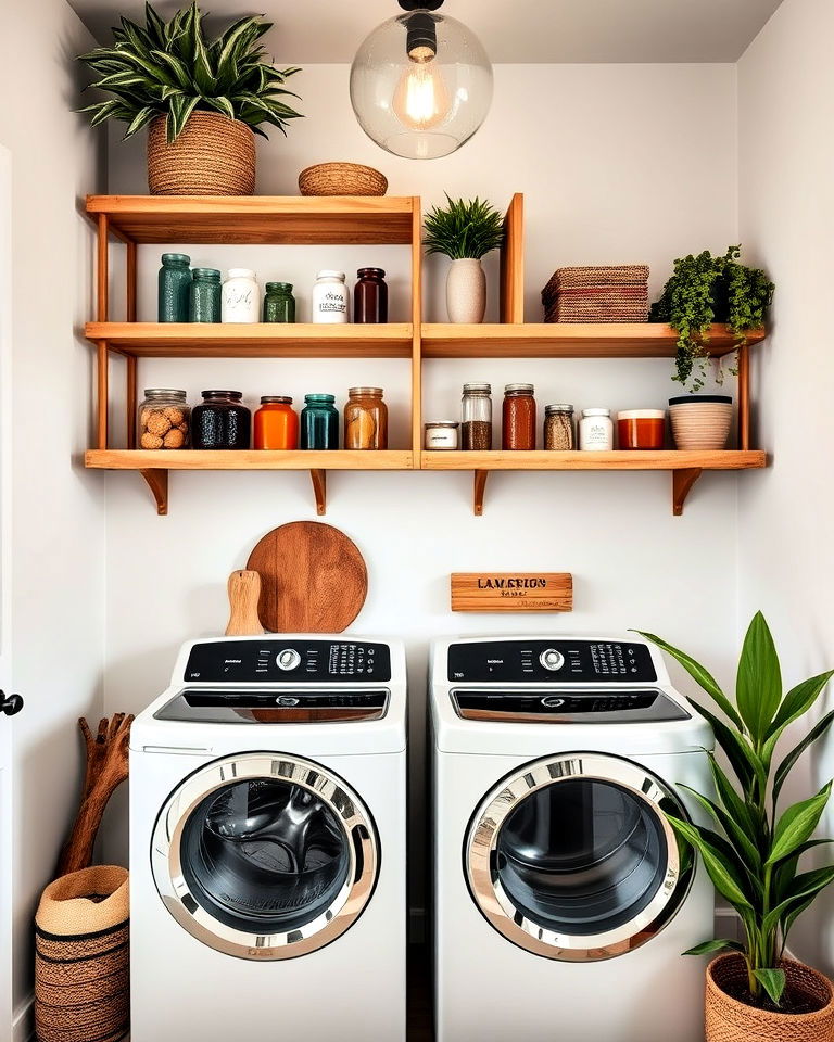 open shelving with decorative accents