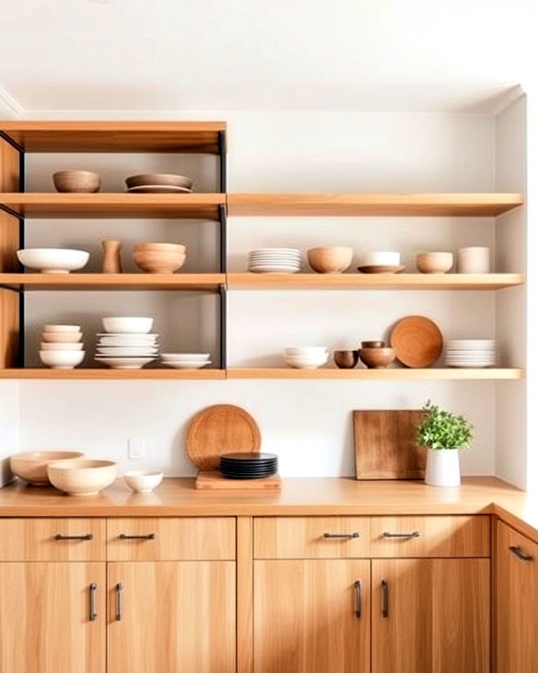 open shelving with minimal decor