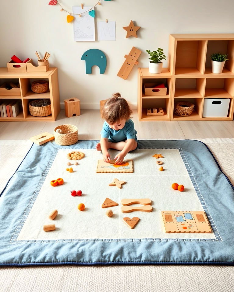 organized montessori work mats