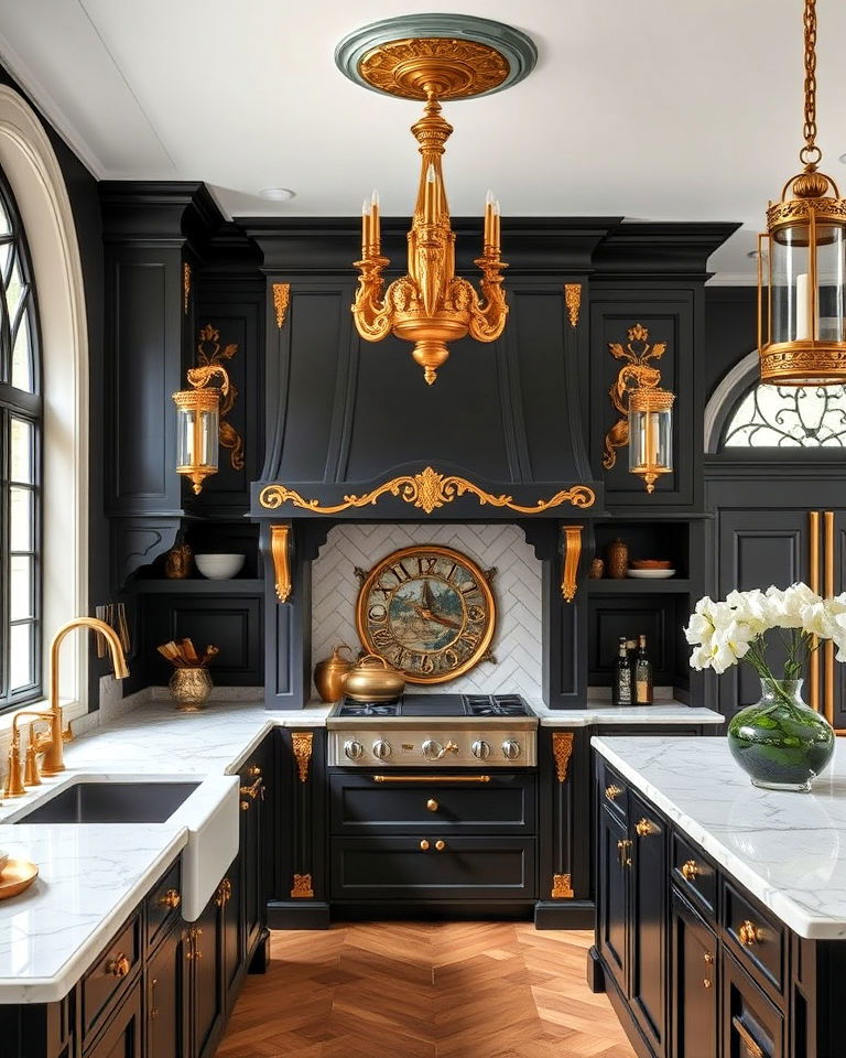 ornate gold or brass fixtures for kitchen