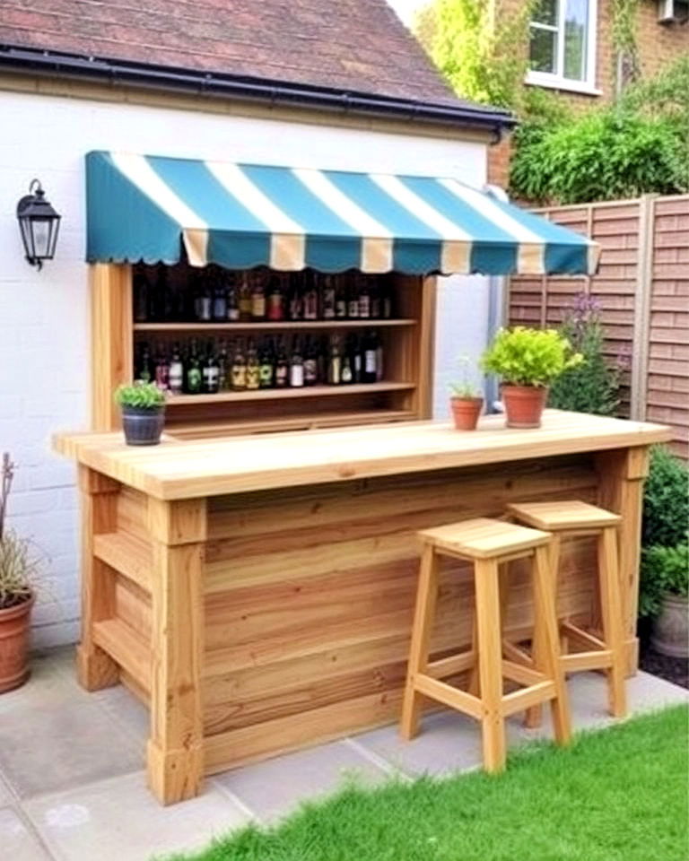outdoor bar with garden sleepers