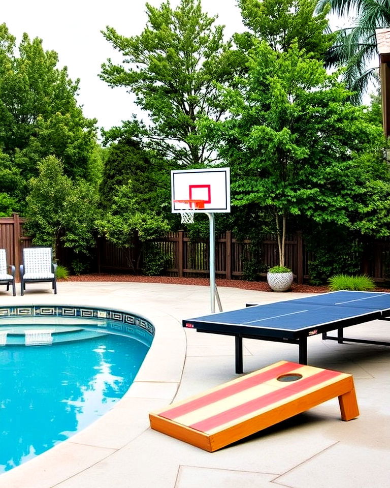 outdoor games area near the pool