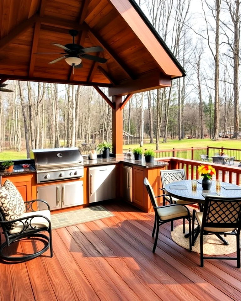 outdoor kitchen on ground deck