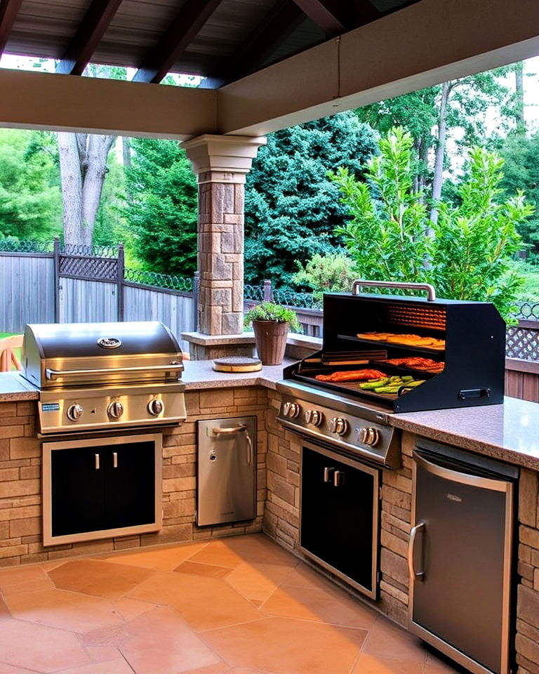 outdoor kitchen with smoker station