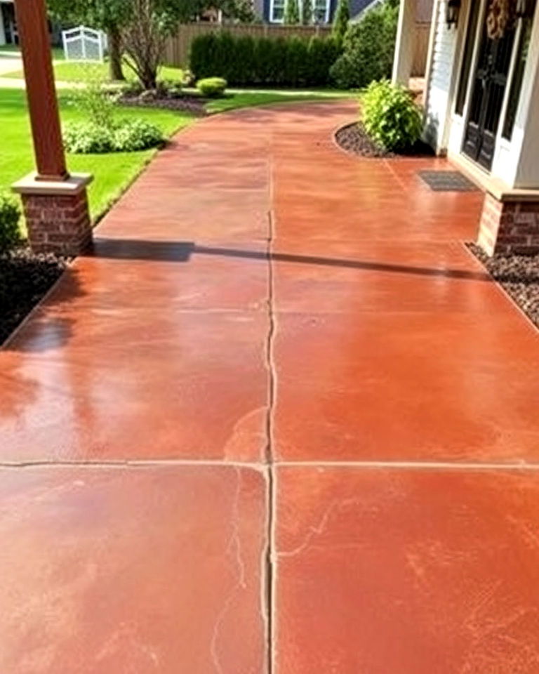 outdoor living with stained concrete