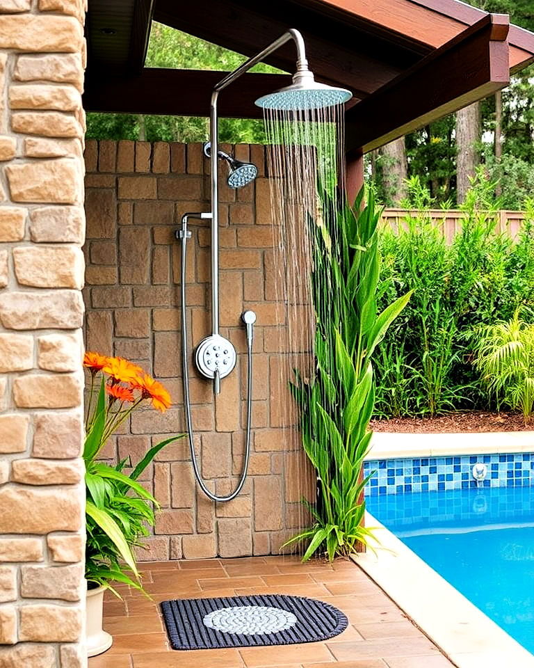 outdoor shower area