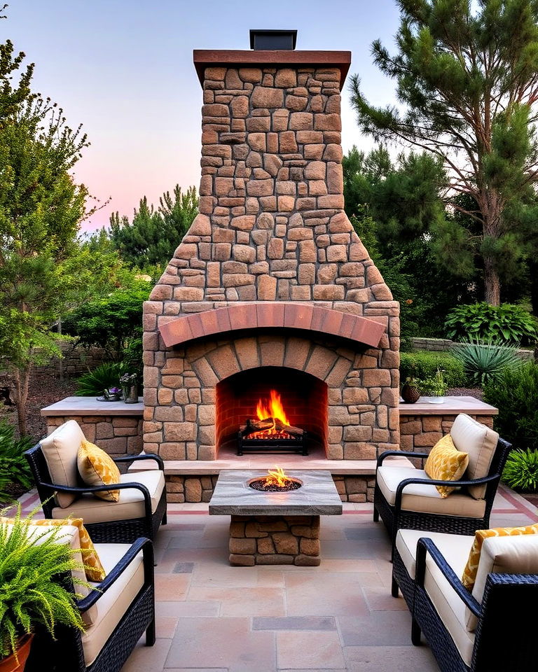 outdoor stone fireplaces