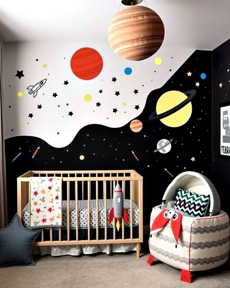 outer space galactic adventure themed nursery
