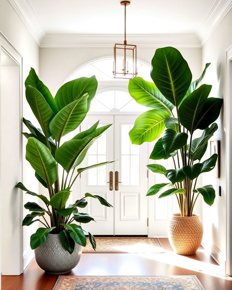 oversized plant for foyer decor