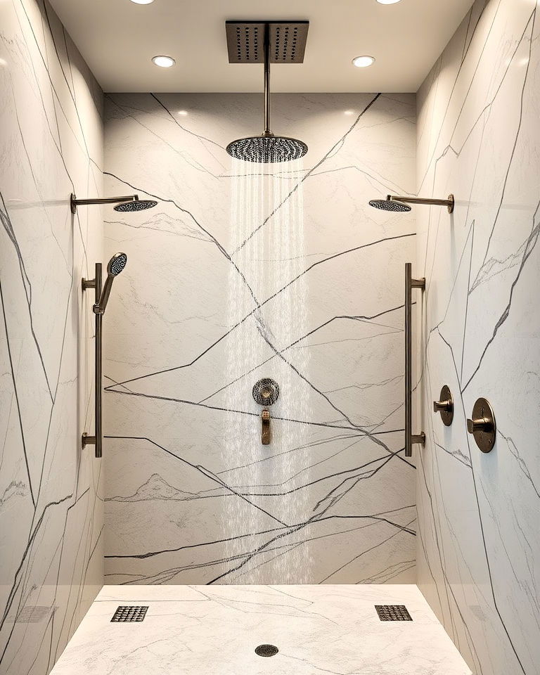 oversized shower with multiple zones