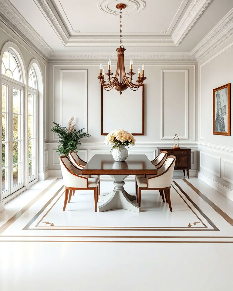 painted borders floor for dining room