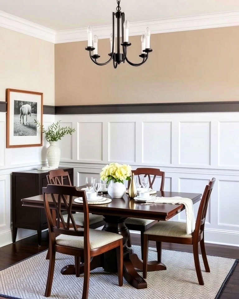painted chair rail in a contrasting wall color