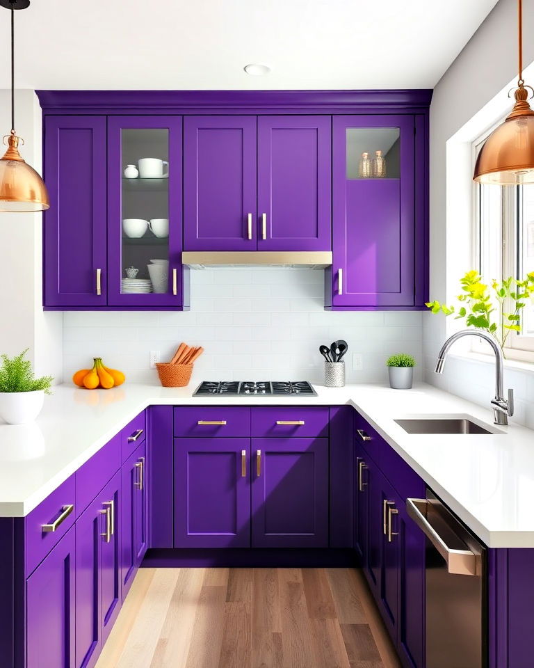 painted purple kitchen cabinets for a bold statement
