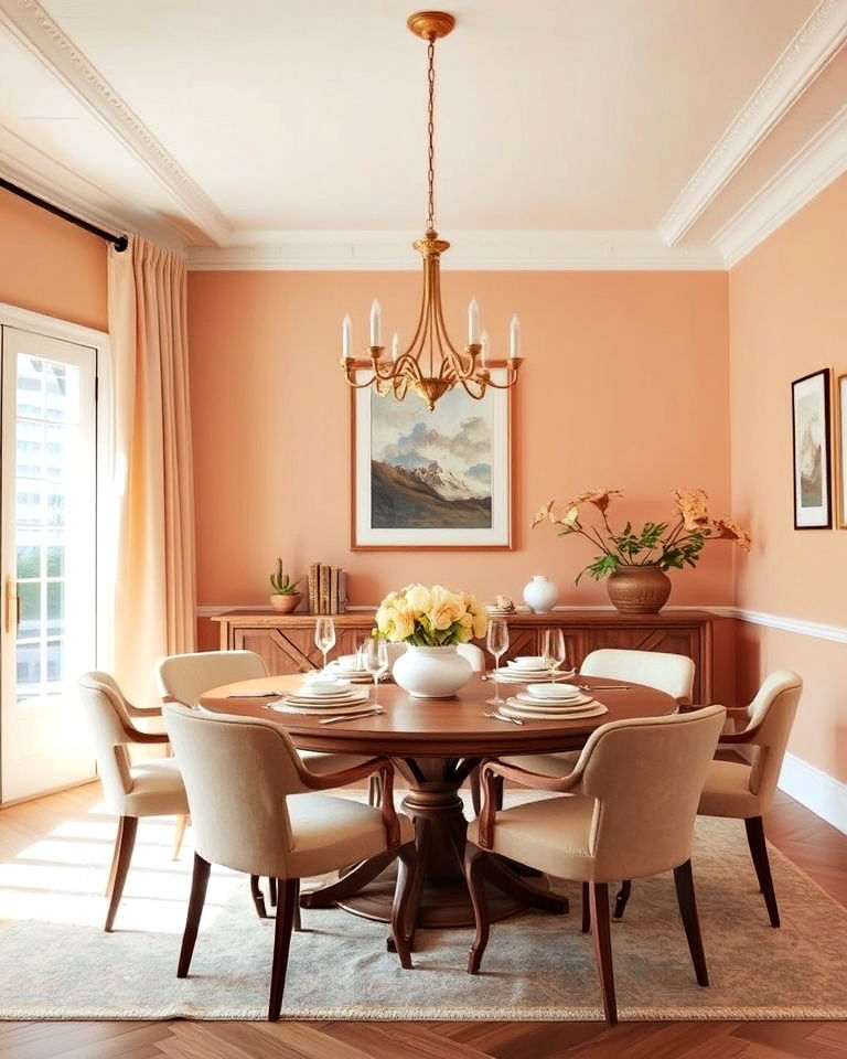 pale apricot dining room for warm elegance