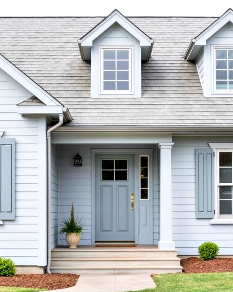 pale blue with gray roof