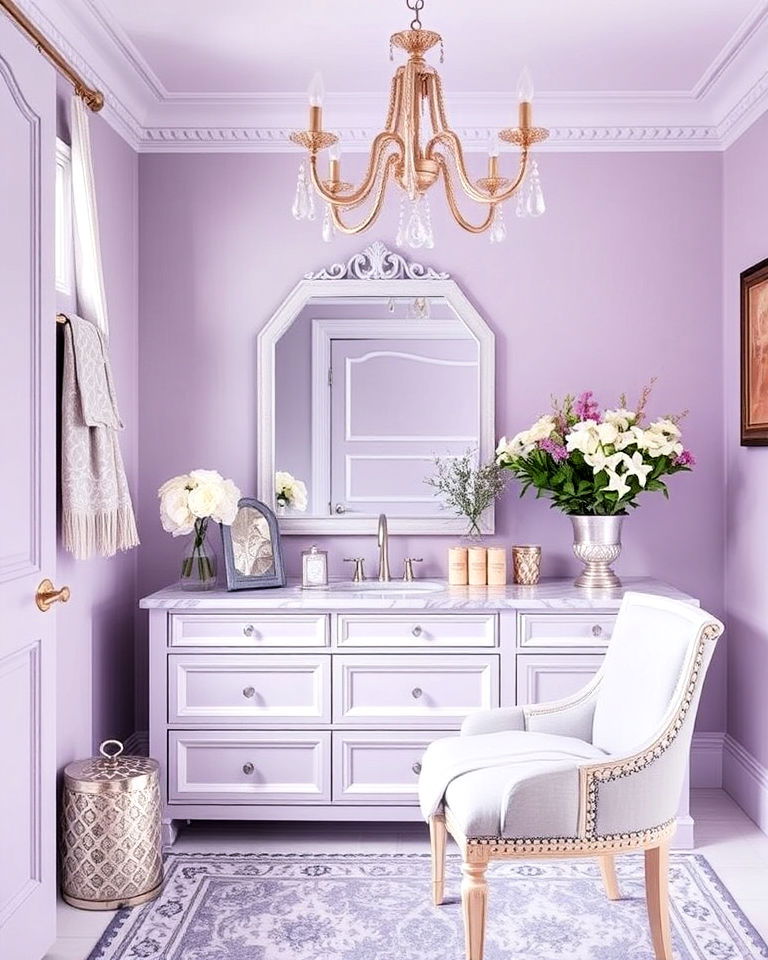 pale lilac dressing room for delicate sophistication