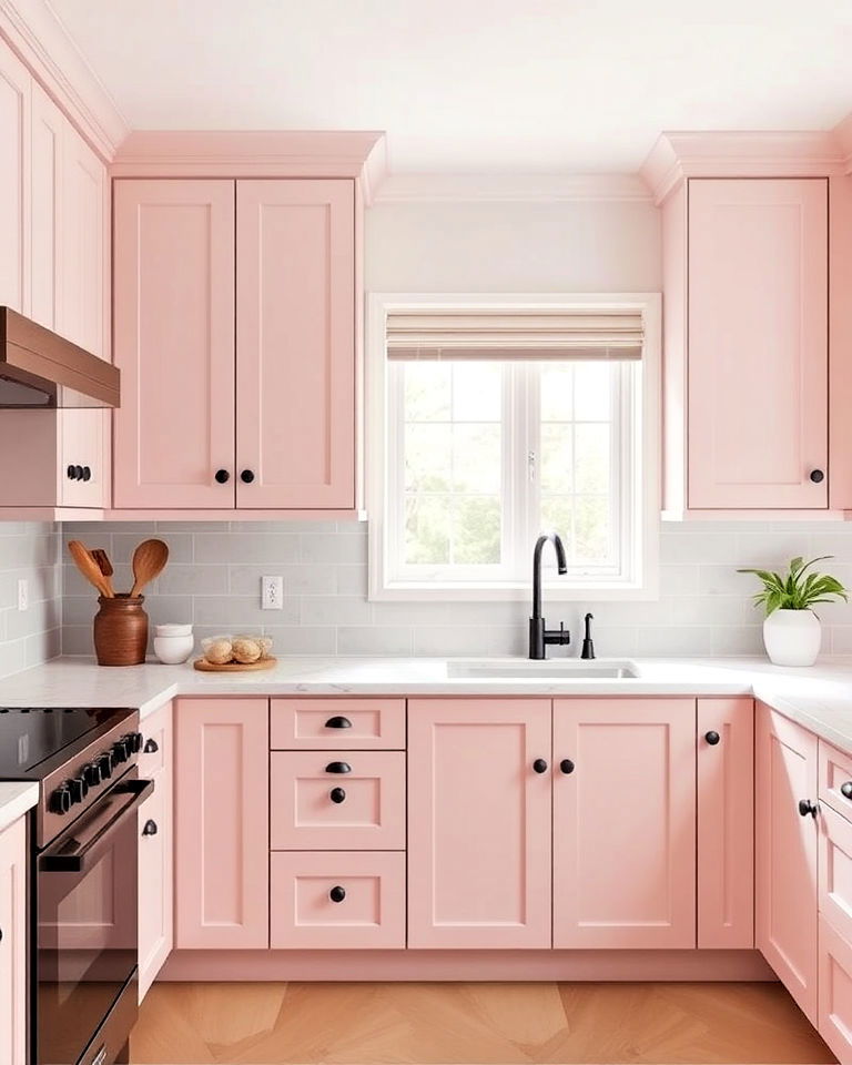pale pink kitchen cabinets