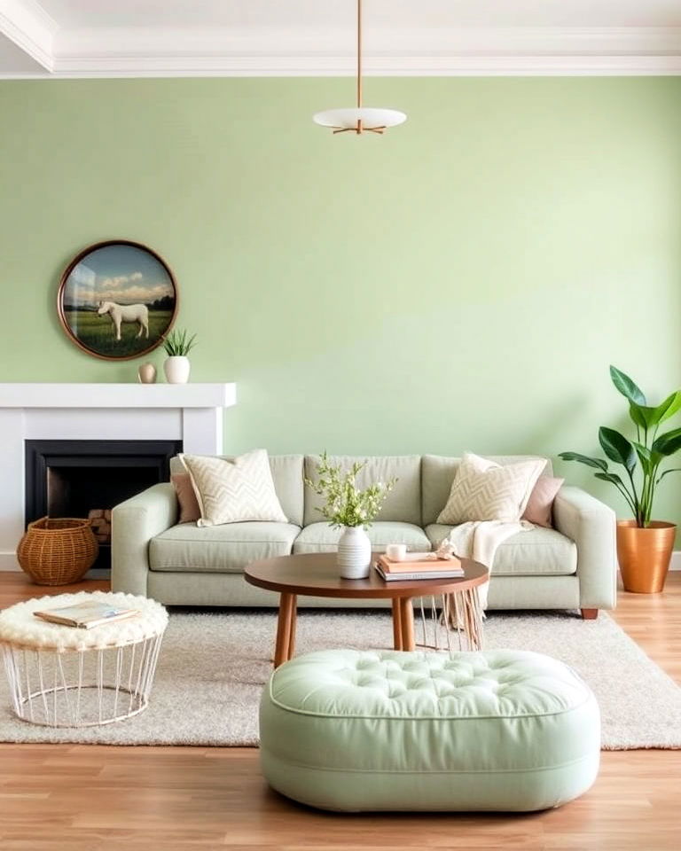pale pistachio living room for a natural touch