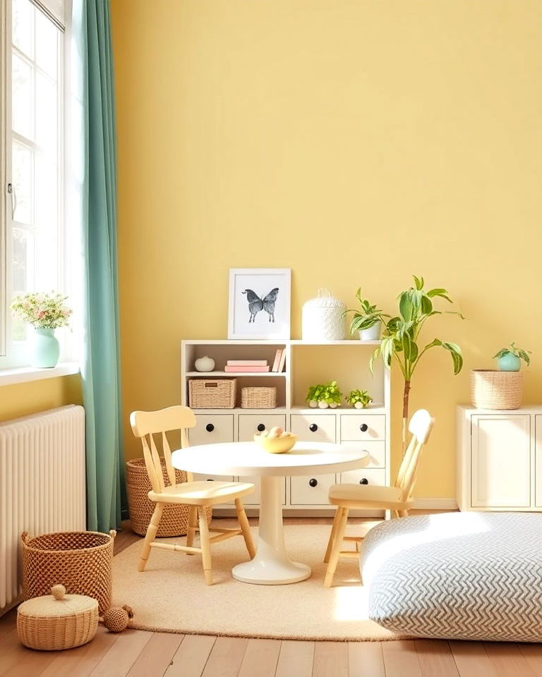 pale yellow children’s playroom for a sunny disposition