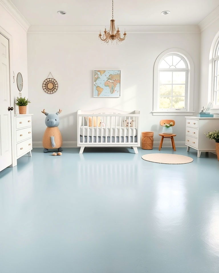 pastel painted concrete floor