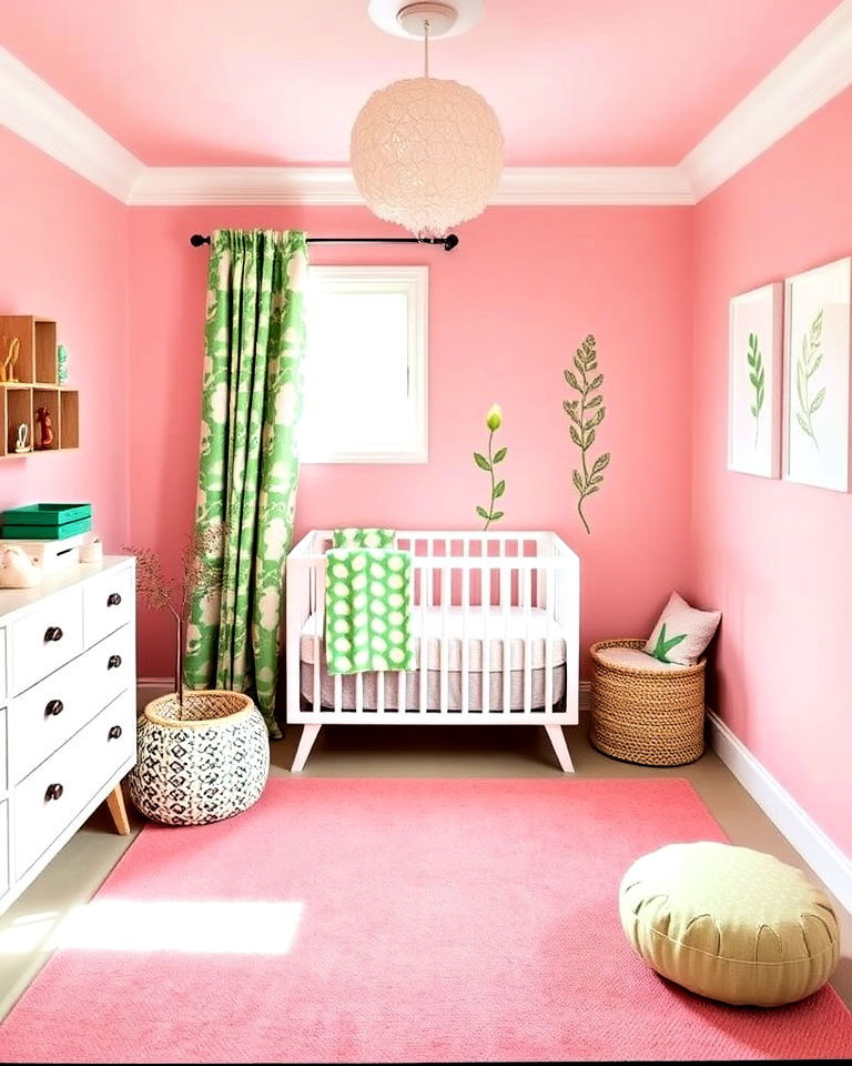 pastel walls nursery with bold accents