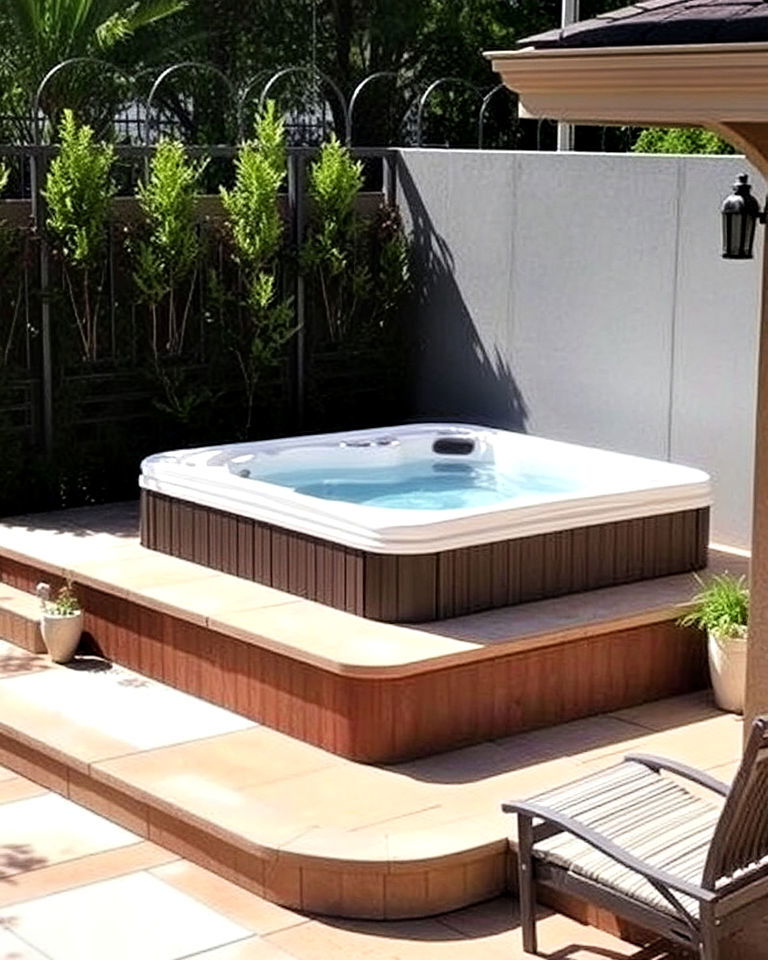 patio extension with a hot tub