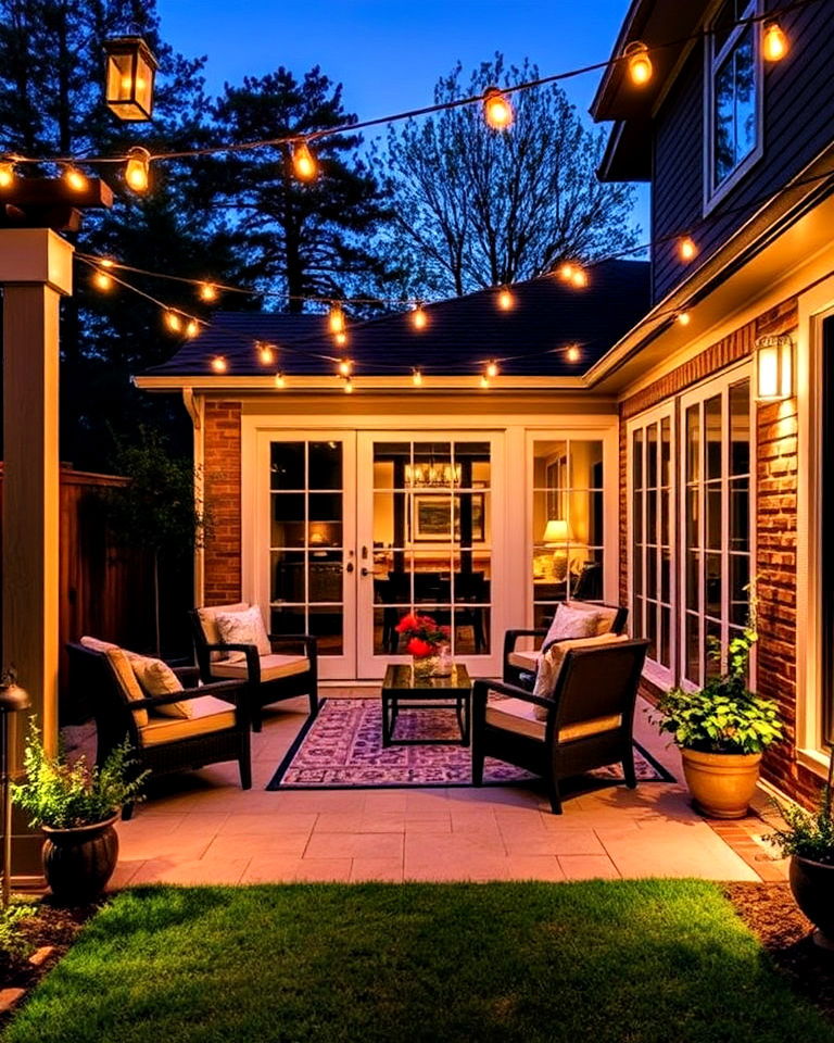 patio extension with outdoor lighting