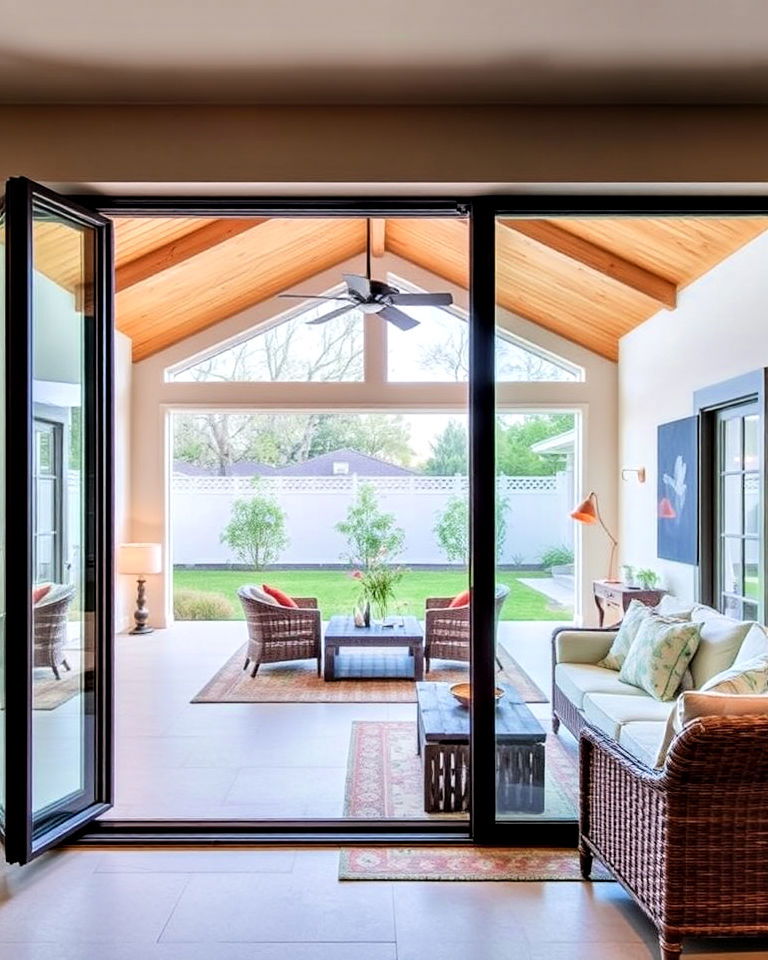 patio extension with retractable glass doors