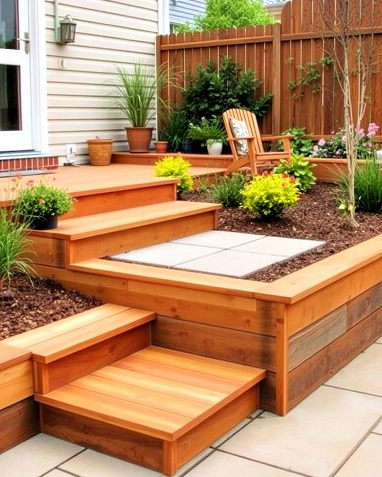 patio steps and borders