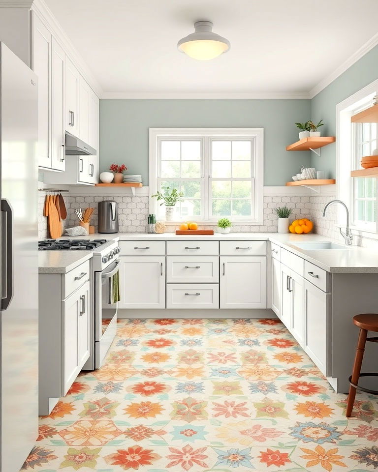 patterned linoleum flooring