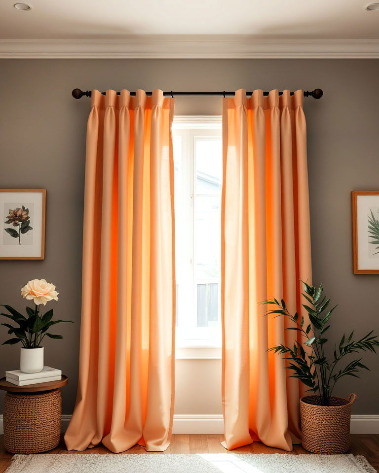 peach curtains