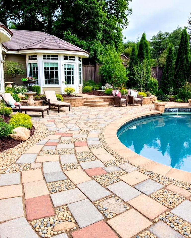 pebble topped pavers for unique texture