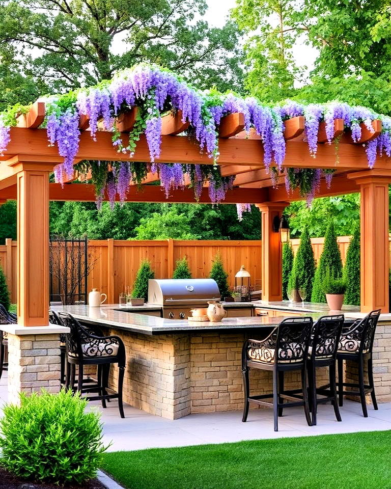 pergola covered bbq island