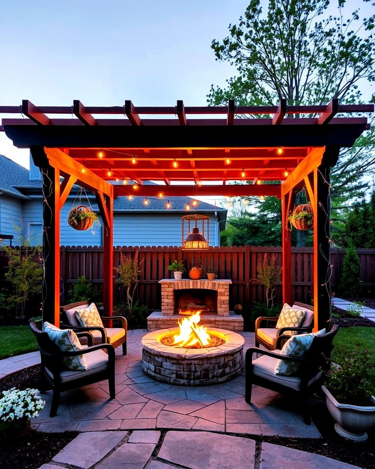 pergola covered fire pit