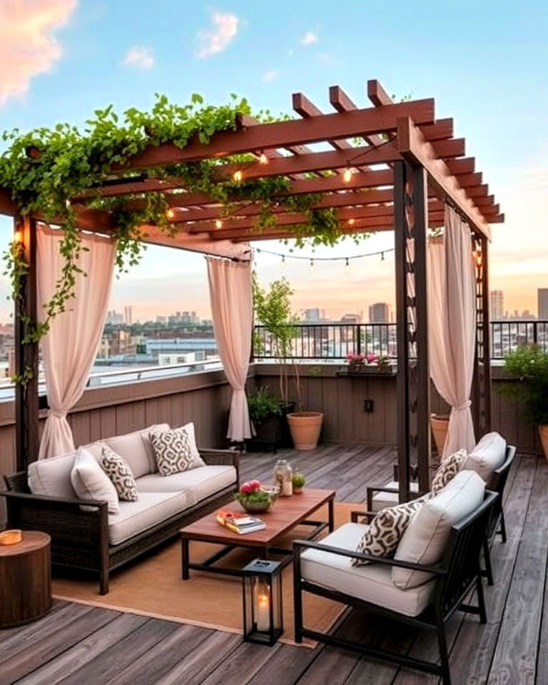 pergola covered lounge
