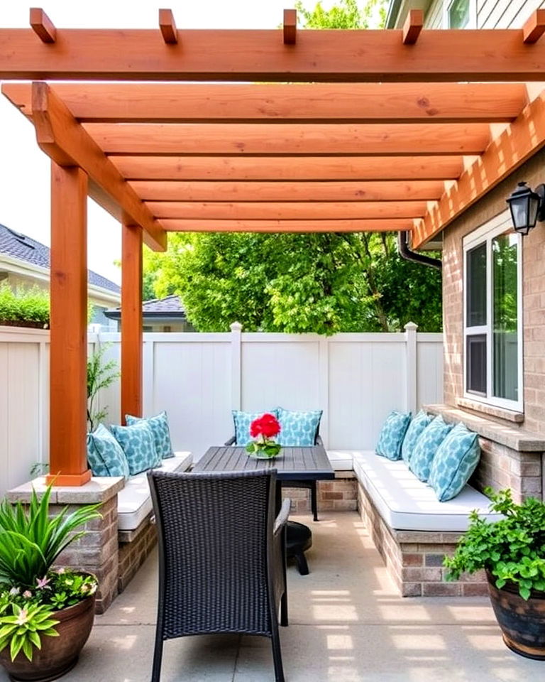 pergola with built in seating