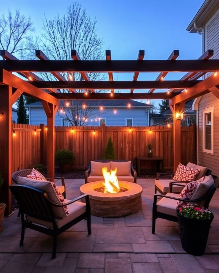 pergola with fire pit for small patio