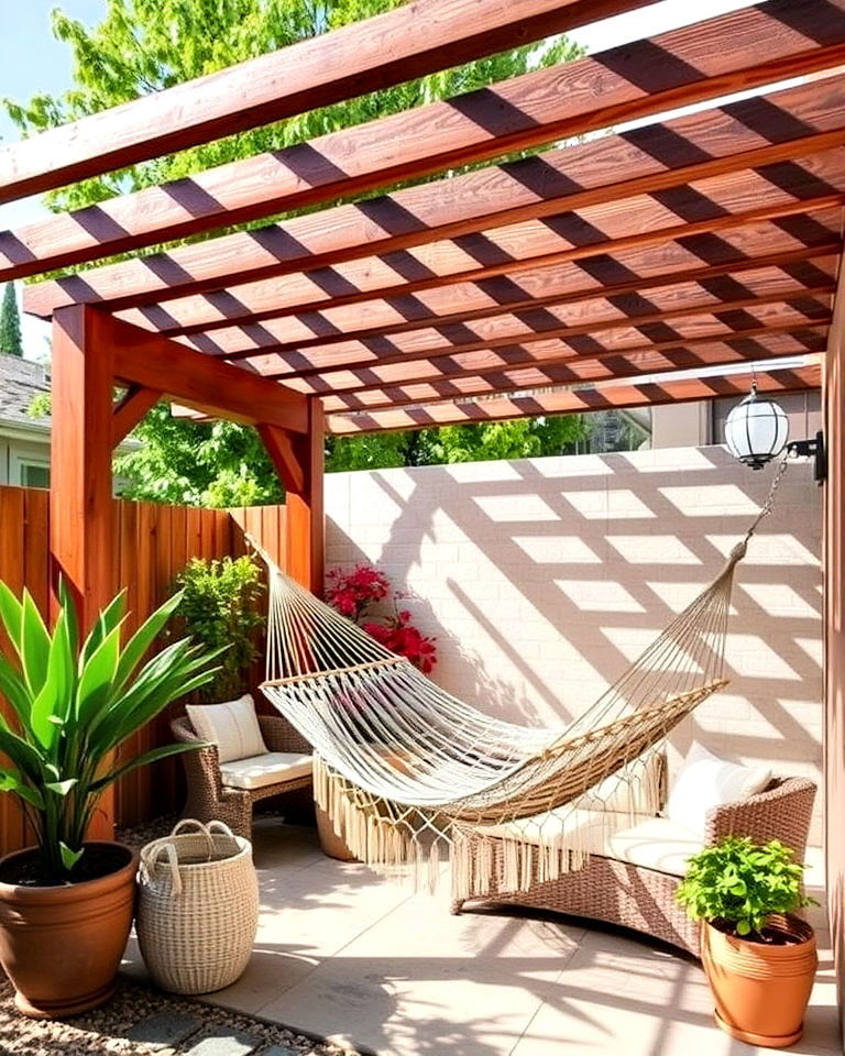 pergola with hammock for small patio