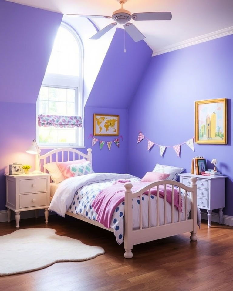 periwinkle children’s bedroom for a cheerful touch