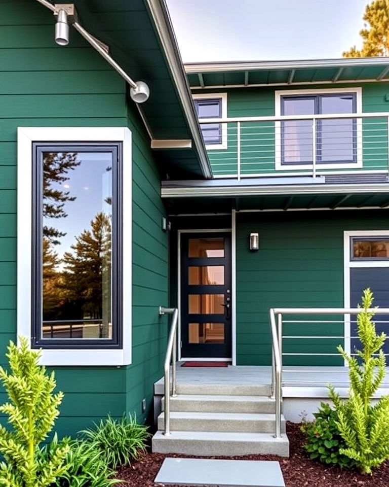 pine green exterior with crisp aluminum details
