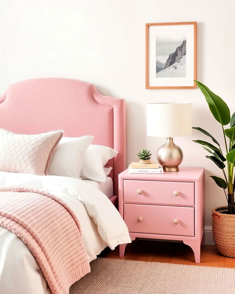pink bedside table