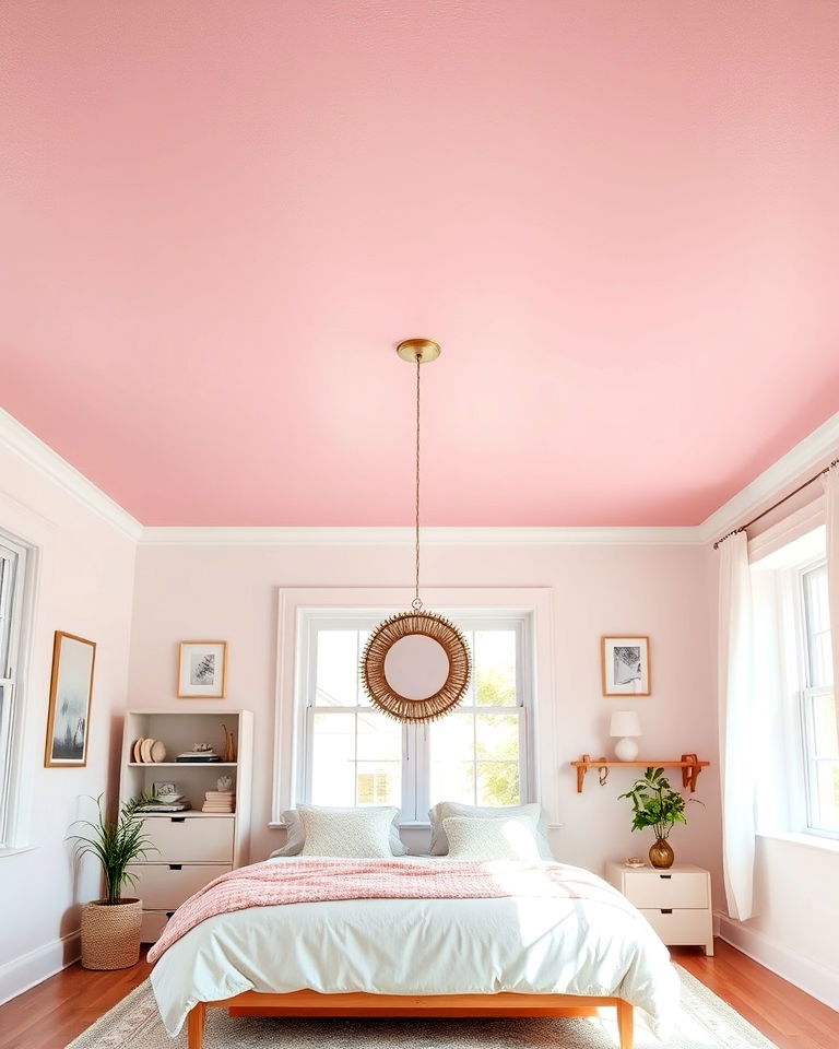 pink ceiling small room
