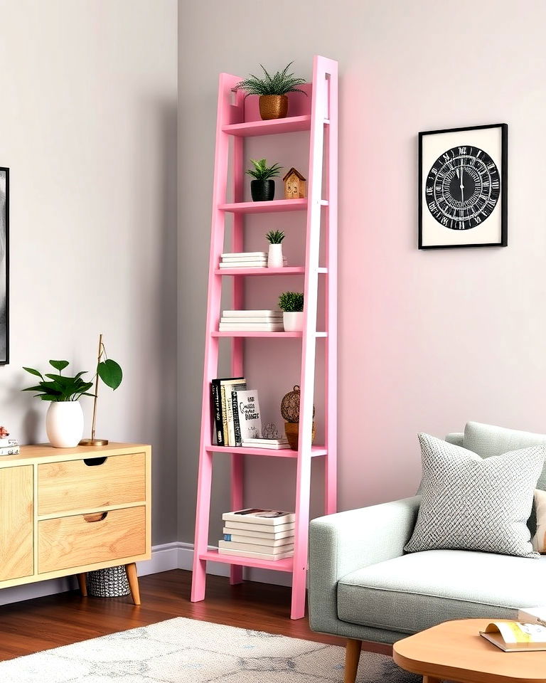 pink ladder shelf