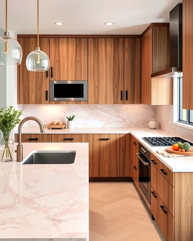pink marble kitchen countertop