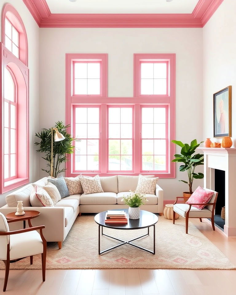 pink painted trim room