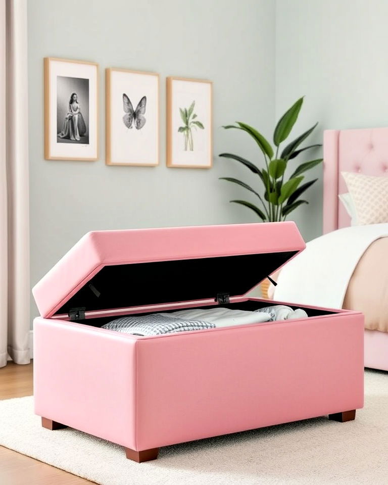 pink storage ottomans