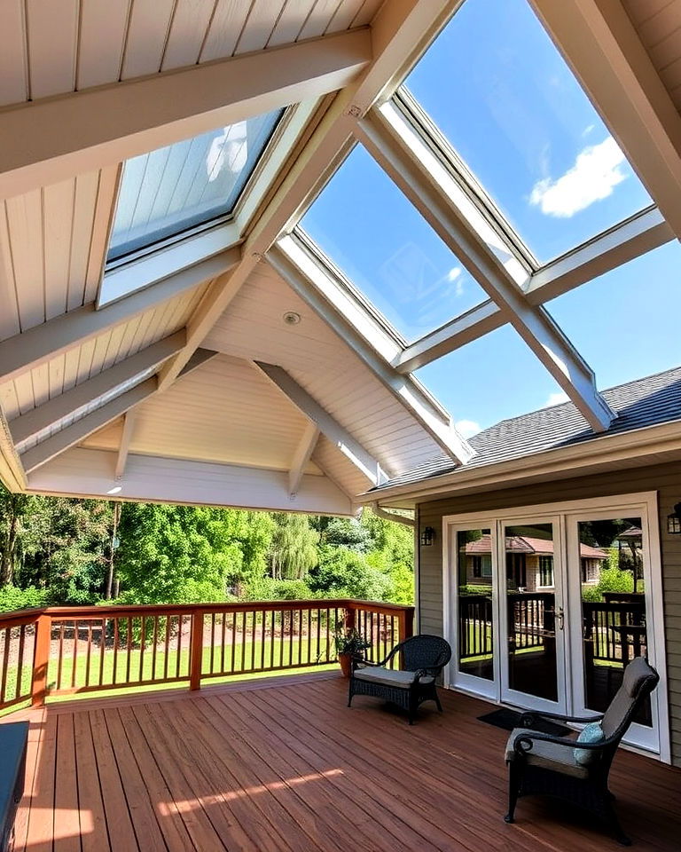 pitched roof with skylights
