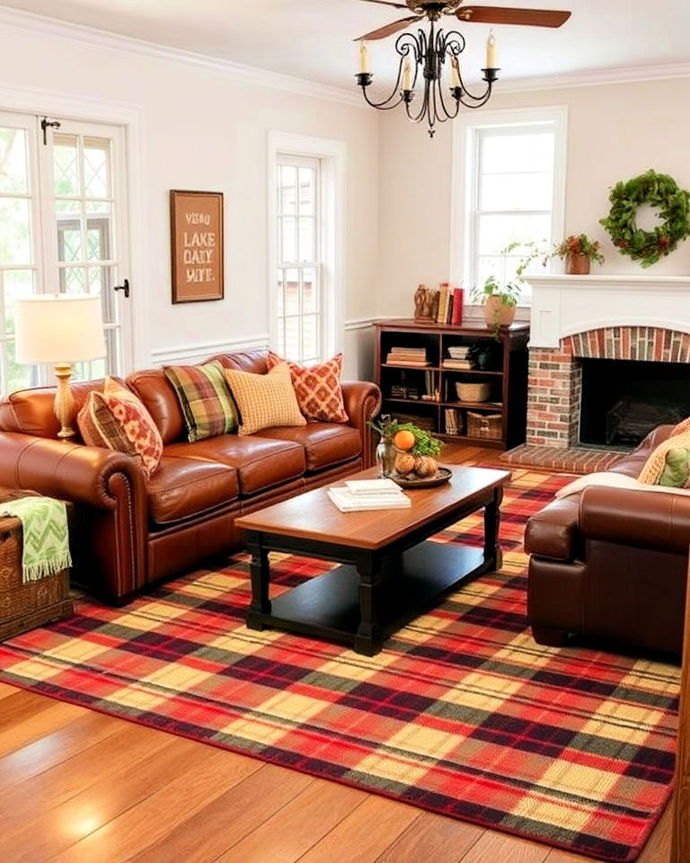 plaid rugs for cozy charm living room