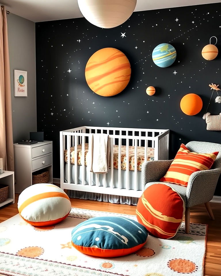 planet themed nursery cushions