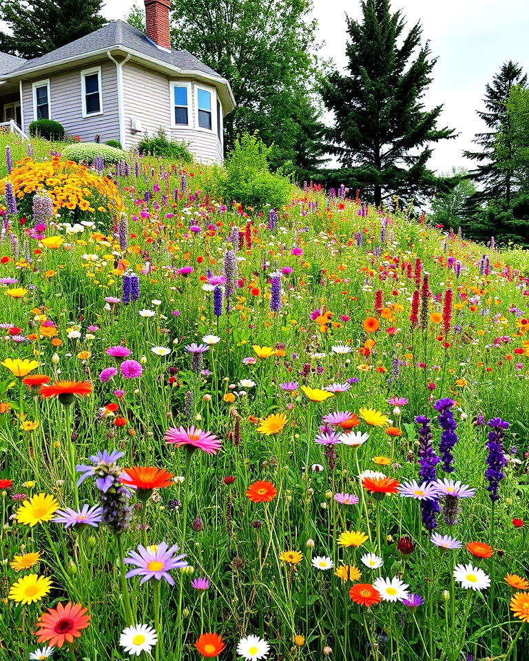 plant a wildflower meadow for sloped backyard